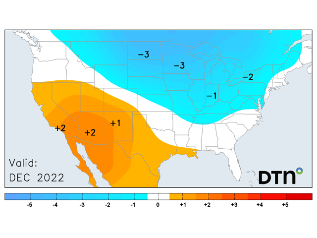 The forecast for December continues the trend of lower temperatures. (DTN graphic)