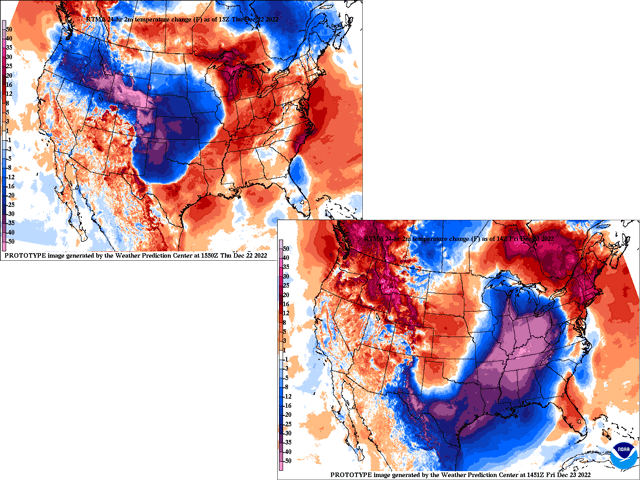 Temperature drops of 40-50 degrees in a 24-hour period occurred frequently as the polar vortex moved swiftly through the country this week. (NOAA Graphics)