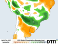 Monthly rainfall as forecast by the American Climate Forecast System (CFS) model follows other models in suggesting below-normal precipitation for February in Argentina. (DTN graphic)