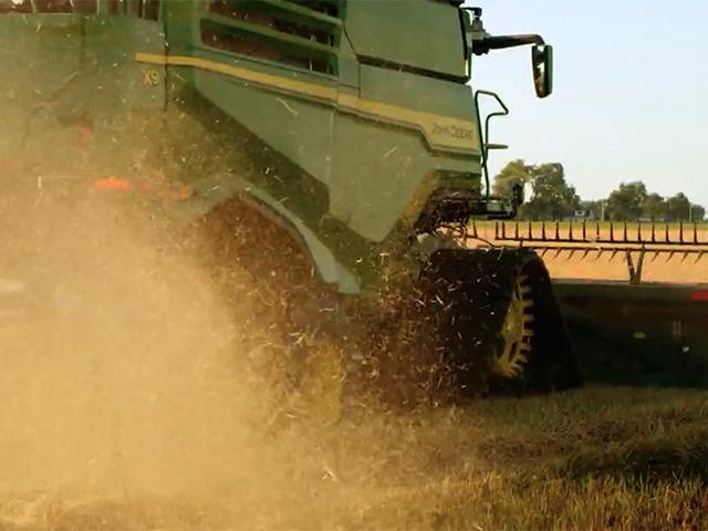 Combine sales continued their steep rise in February as farmers make a run to technology. (Photo courtesy of John Deere)