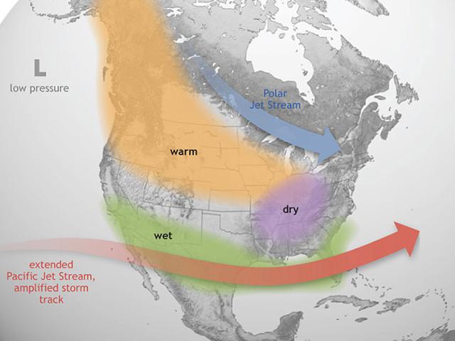 El Nino is set to develop over the next few months. This will change the weather pattern across the U.S. (NOAA graphic) 