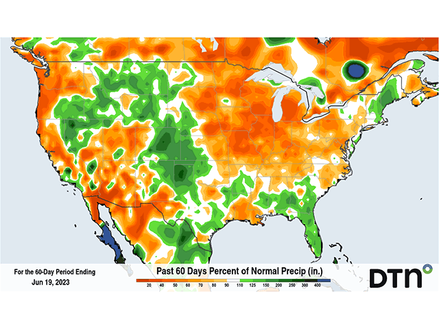 Precipitation deficits across the Corn Belt have been very significant for the last two months. (DTN graphic)
