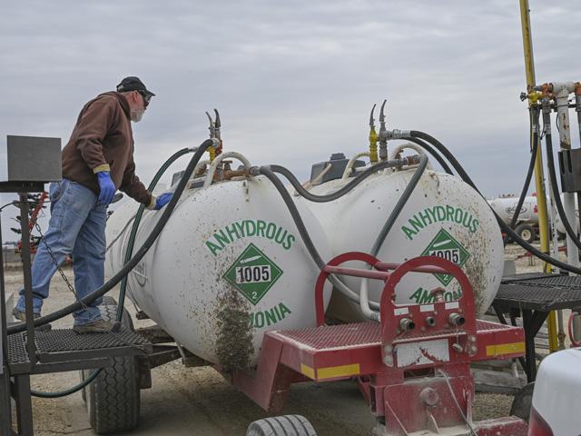 Doing some math is often a big part of determining how much anhydrous ammonia and other nitrogen products farmers will buy every year. (DTN photo by Matthew Wilde)