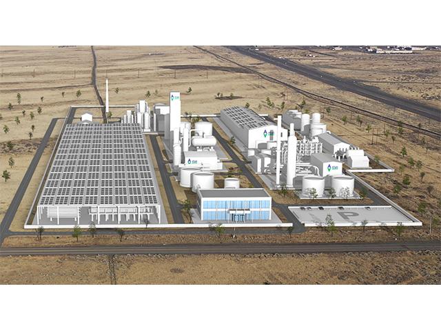 This rendering shows the Atlas Agro proposed fertilizer plant that could be developed in Richland, Washington. The Swiss-based startup company has bought the ground and now is conducting an engineering study for the potential $1 billion project. (Image courtesy of Atlas Agro)