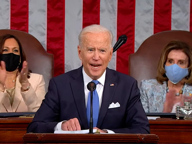 President Joe Biden spoke to the country Wednesday night in a joint address to Congress. He pushed his case for more investment in infrastructure, as well as expanding public education and health care coverage. Biden also talked about raising taxes on wealthier Americans and corporations to pay for these spending proposals. (Screenshot of live video stream)
