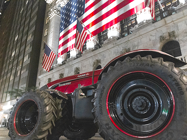 From county road to Wall Street. CNH Industrial brought an autonomous concept tractor to New York and might have impressed city dwellers. Back on the farm, the question is: How will U.S. farmers implement high-tech solutions to lower their costs and still feed a rapidly growing world? (Photo courtesy of CNH Industrial)