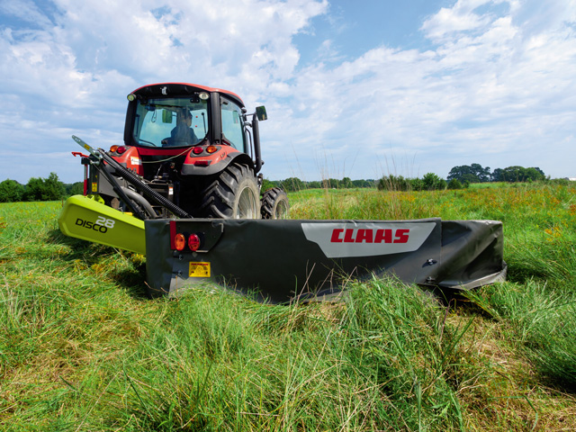 CLAAS's Disco 28 rear-mounted mower is one of three new DISCO products that boast a quick attachment system. (Courtesy CLAAS)