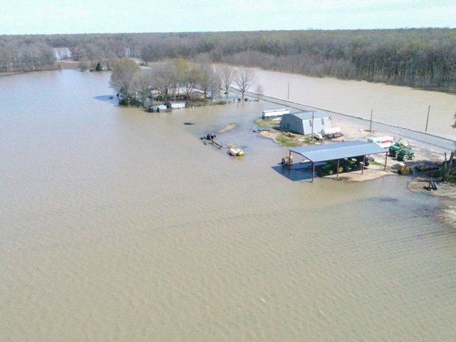 Flooding in 2019 in the Yazoo River Backwater Area in Mississippi lasted at least six months on as many as 550,000 acres. That helped drive the Army Corps of Engineers to get EPA to reverse a 2008 decision blocking a pumping station for the basin. Environmental groups oppose the Corps&#039; decision to move forward with the project over wetland concerns. (Photo courtesy of Clay Adcock)