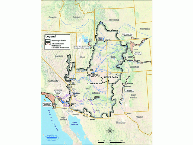 This map shows the Colorado River Basin boundaries. (Map courtesy of the Bureau of Reclamation)