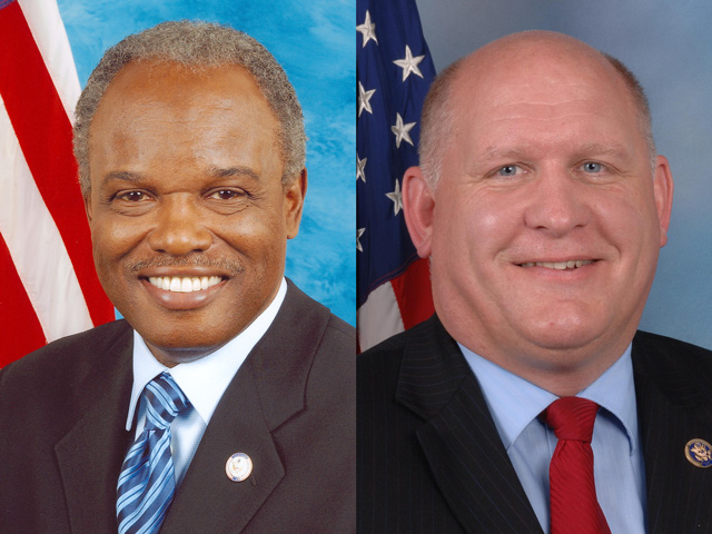 Rep. David Scott, D-Ga., chairman of the House Agriculture Committee, (left) held his first legislative mark up Wednesday with a $16.1 billion aid package for agriculture and nutrition. Rep. Glenn "GT" Thompson, R-Pa., ranking member of the committee, (right) called it a partisan exercise as Republicans criticized the measure&#039;s costs and aid directed mainly at minority farmers. (Official congressional portraits)