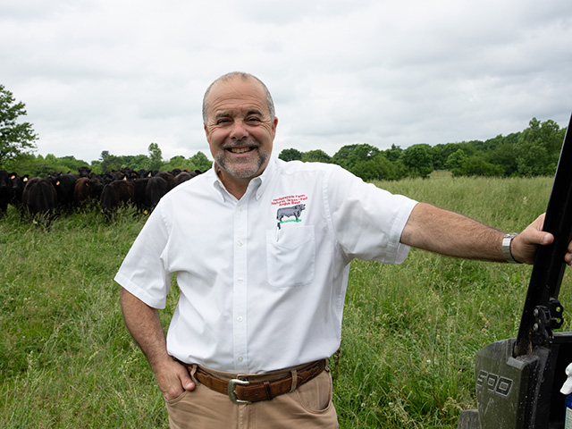 Scott Barao aims for cattle to gain 1.8 to 2.2 pounds a day on forages at his Maryland farm. (Progressive Farmer photo by Becky Mills)