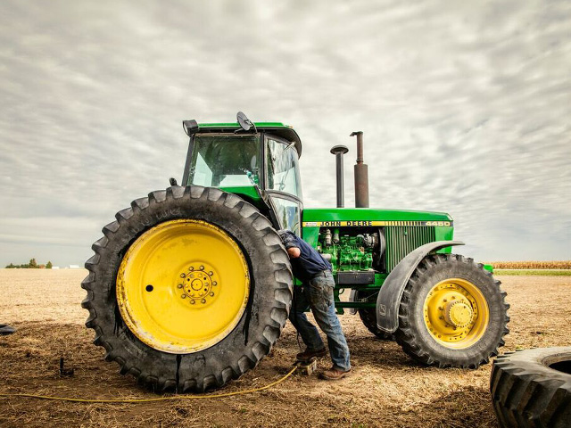 Tires face two hazards from stubble-stubble piercing and stubble erosion. Check tire pressures during refueling for pressure and for damage. (DTN photo courtesy of Firestone)