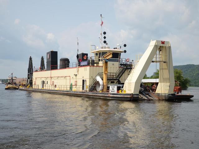 Dredge Goetz is currently working in the Upper Mississippi River, dredging more than 418,710 cubic yards of material so far this summer. (Photo courtesy of George Stringham)
