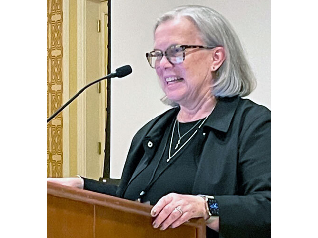 Agriculture Department General Counsel Janie Hipp speaks to the American Agricultural Lawyers Association meeting in Salt Lake City on Friday. (Photo by DTN Political Correspondent Jerry Hagstrom)
