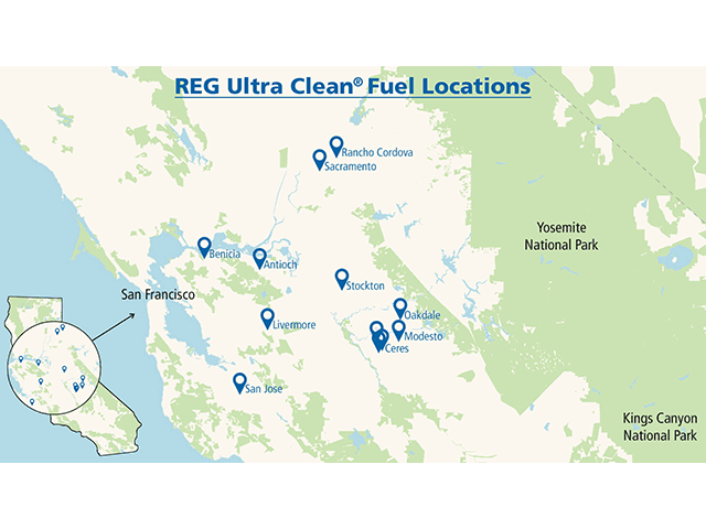 Renewable Energy Group Inc. has signed an agreement to sell a blend of renewable diesel and biodiesel in northern California. (Graphic courtesy of Renewable Energy Group)