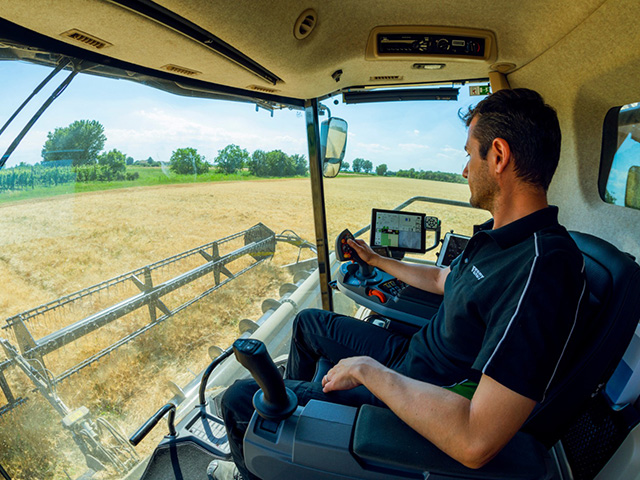 AGGO Corp. pulled in eight AE50 awards, one for its joystick steering system on its tracked IDEAL combine (Photo courtesy of AGCO)