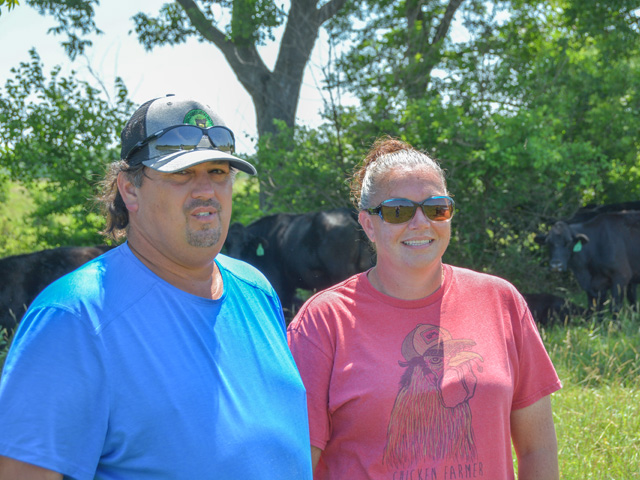 Jared and Sheila Wilson received an FSA microloan last year for $46,000 to buy cattle and some equipment for feed. Sheila is a full-blooded member of Muscogee (Creek) Nation in Oklahoma, which would make them eligible for debt relief under the loan forgiveness program approved by Congress earlier this year in the American Relief Plan. (DTN photo by Chris Clayton) 