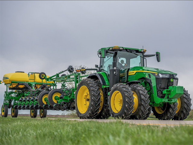 ACS 2 can make it easier to turn in the field or be set to provide more automotive-like steering during transport. (Photo courtesy of John Deere)