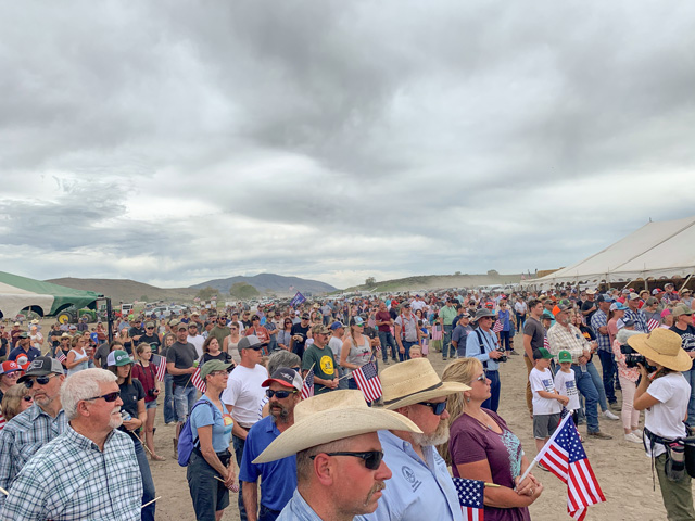 Farmers in the Klamath River Basin held a rally on May 29 to raise awareness of their ongoing struggles with water supply. (Photo by Bob Gasser)