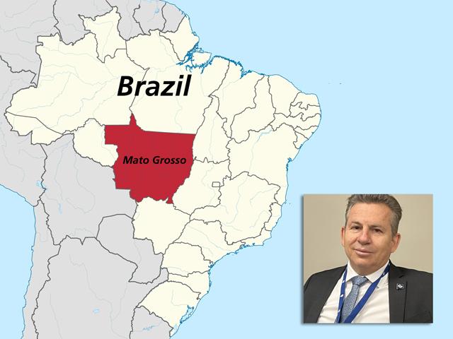 Mauro Mendes Ferreira, the two-term governor of Mato Grosso, Brazil, highlighted that his state is 30% larger than Texas. Mendes is in Nebraska touting the state's irrigation technology and policy and wants to see irrigation expansion in Mato Grosso. Now just 1.5% of the state's agricultural area uses irrigation. (DTN image)