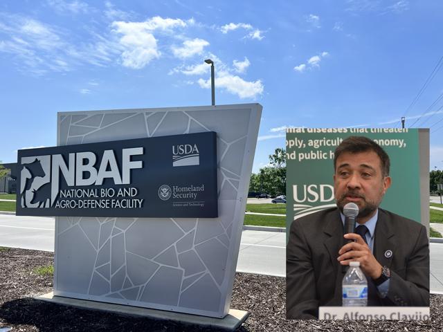 Alfonso Clavijo, director of the new National Bio and Agro-Defense Facility (NBAF), spoke to reporters last week about the Biosafety Level-4 capabilities that NBAF will have to study foreign animal diseases once the facility is fully staffed and trained on procedures. (DTN photos by Chris Clayton)