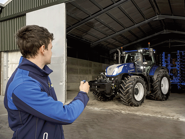New Holland&#039;s new T7 HD looks similar to other T7 models. But it features a quieter run and bigger cab with more technology and more storage. (Photo courtesy of New Holland)