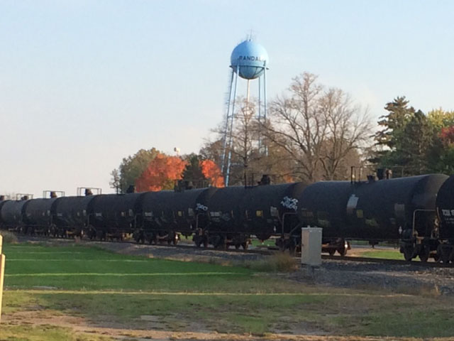 Oil trains seem to be a much more common sight in northern Minnesota than grain-carrying trains. (Photo by Kelly Moshier)