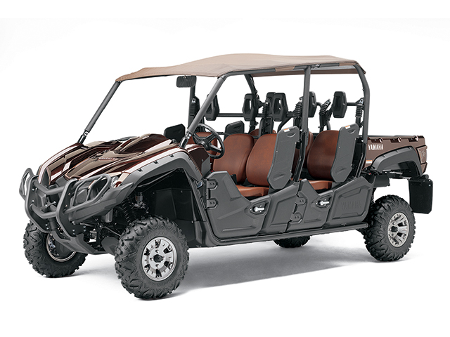 As the side-by-side market explodes, configurations continue to grow in size and diversity. The Yamaha Viking VI seats six and has a soft sun top. (Photo courtesy Yamaha)