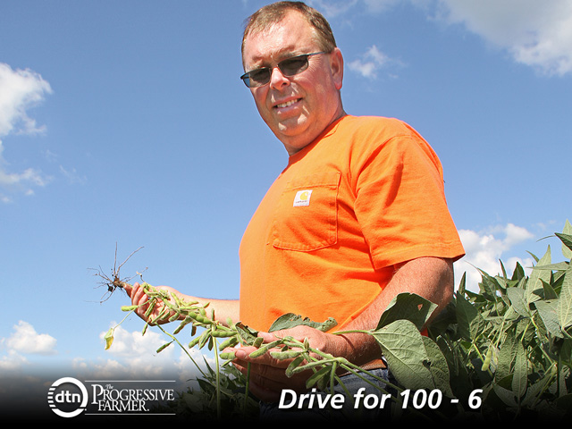 Pushing soybeans to produce clusters of pods at every node requires inputs to help soybeans pump out more yield, said Dan Arkels. (DTN/The Progressive Farmer photo by Pamela Smith)