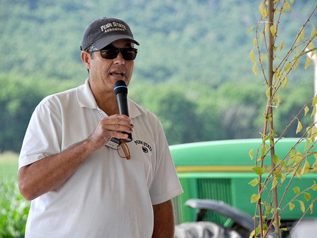 Penn State weed scientist Bill Curran displayed Palmer amaranth during a university field day. The weed has invaded southeastern Pennsylvania. 