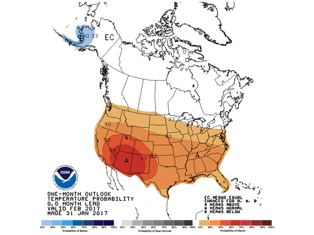 February temperatures have as close to a guarantee to be warmer than normal as it gets. (NOAA Graphic by Nick Scalise)