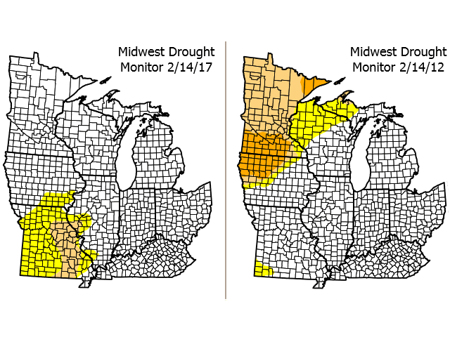 Soil moisture at this point ahead of spring planting is in much better shape than at the same time in 2012. (Drought Monitor graphic by Nick Scalise)
