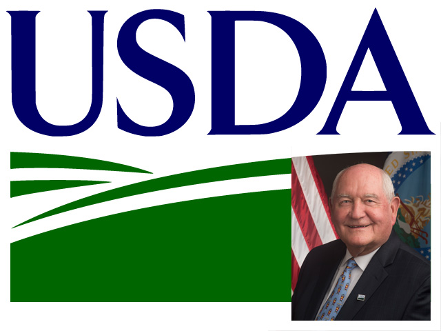 Agriculture Secretary Sonny Perdue announced Tuesday that USDA will spend up to $12 billion on trade support for farmers. (USDA logo and Sonny Perdue photo courtesy of USDA)