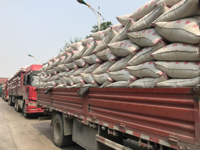 Soybean meal shipping out of a crushing plant in China. (DTN photo by Lin Tan)