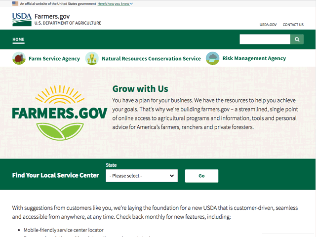 Farmers.gov is supposed to make it more convenient for farmers and livestock producers to work with their local USDA offices. (Graphic courtesy of USDA)