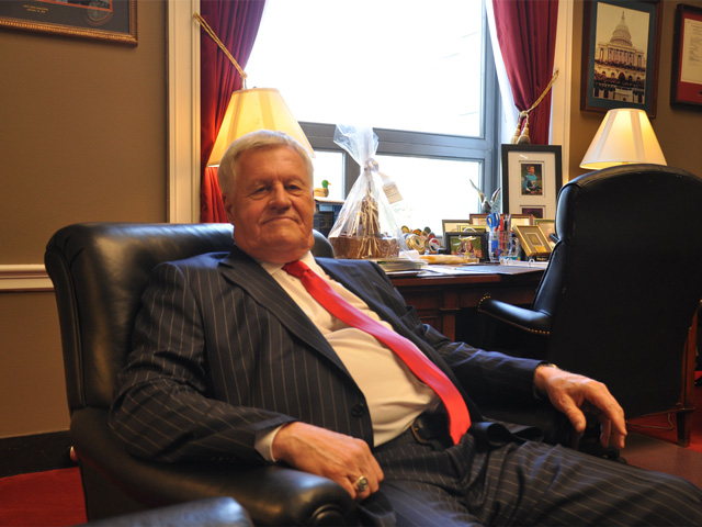 Rep. Collin Peterson, D-Minn., is pictured in his office Wednesday talking about the farm bill. Peterson has not engaged with Chairman Mike Conaway, R-Texas, in recent weeks over the bill because of Democratic resistance to the chairman&#039;s plan to overhaul parts of food aid program SNAP. (DTN photo by Chris Clayton)