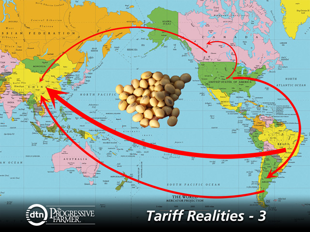 China is determined to ride out the early winter by reducing its soybean imports. At the same time, countries such as Argentina are selling beans to China, but also buying them from the U.S. The same is possible if Canadian soybean exports bump up after harvest as well. (DTN map and graphic by Nick Scalise)