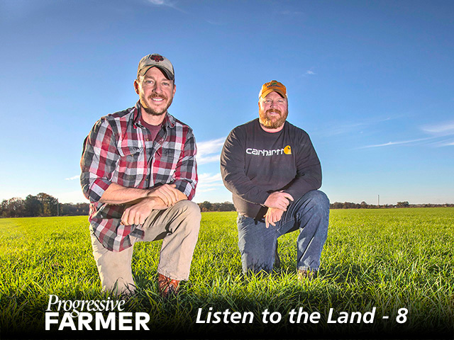Seth (left) and Adam Chappell first began cover-cropping to control Palmer amaranth. (DTN/Progressive Farmer photo by Lisa Buser)
