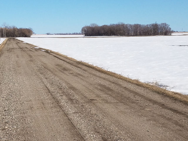 These farm fields aren't quite ready for spring planting on April 3 in Gentilly Township, Polk County, in northwest Minnesota. (Photo by Tim Dufault)