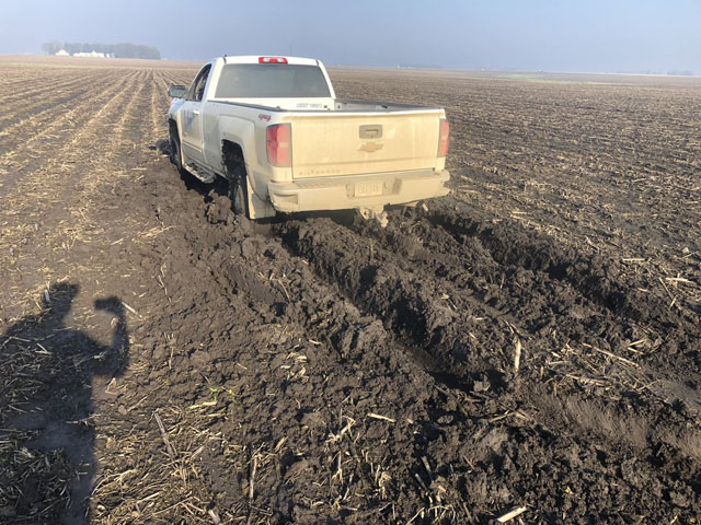 Iowa farmer Jay Magnussen snaps a photo summing up his -- and many others&#039; -- experience trying to plant in one of the wettest springs many can recall. (Photo courtesy of Jay Magnussen)