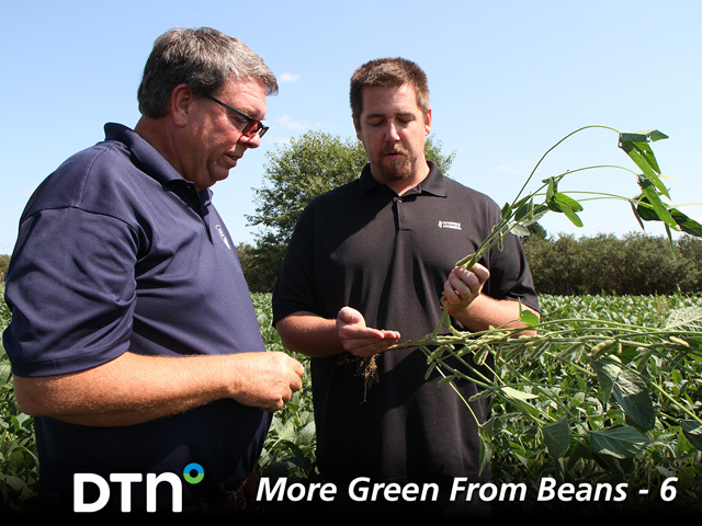 Seed treatment is especially important when planting soybeans early, Brad and Jacob Wade believe. They are constantly studying and evaluating new products. (DTN/Progressive Farmer photo by Pamela Smith)