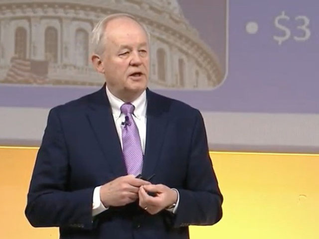 Michael Dykes, CEO of the International Dairy Foods Association, speaks Monday at the group&#039;s annual meeting in Scottsdale, Arizona. Dykes highlighted the growth of dairy exports over the past two decades, but said there are more opportunities for sales, especially in parts of Southeast Asia. (DTN photo by Jerry Hagstrom) 