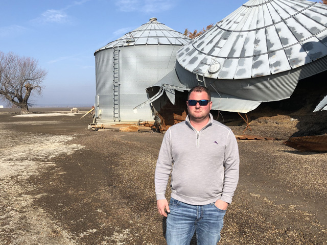 Peru, Nebraska, farmer Brett Adams is staying optimistic about his chances of having a crop in 2020, but repairs have yet to be made on the levee that yielded to the Missouri River in 2019. (DTN photo by Todd Neeley) 