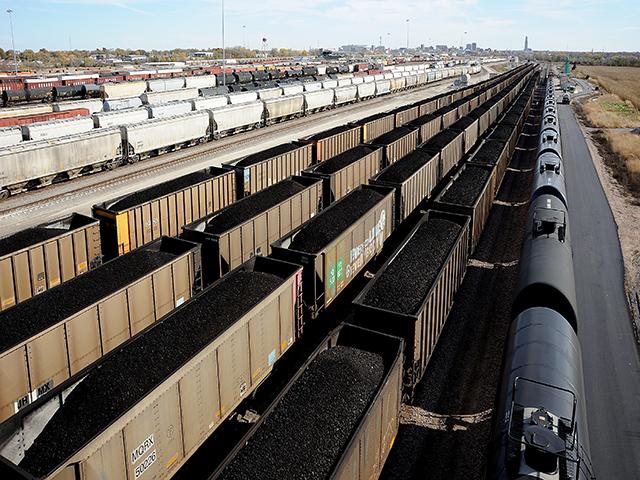 Trains in this BNSF railroad yard in Lincoln, Nebraska, include fuel cars, coal and grain cars. Each of these sectors would be affected if a rail strike begins Thursday night. (DTN/The Progressive Farmer file photo by Jim Patrico)