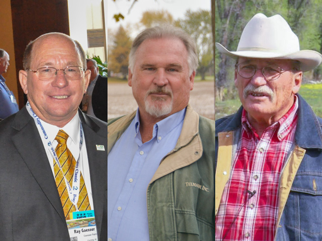 From left to right, Ray Gaesser of Iowa, Fred Yoder of Ohio and Pat O&#039;Toole of Wyoming were part of the contingent of producers through Solutions from the Land who attended the recent climate summit in Scotland. They each highlighted the anti-livestock agenda that groups have increasingly advocated at the event. (DTN photo illustration by Nick Scalise from file photos) 
