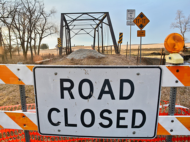 Rural America is filled with unsafe, antiquated bridges such as this one in Buchanan County, Iowa. The Biden infrastructure plan would spend $621 billion on road and bridge repairs and upgrades. The bill also deals with waterways and the electric grid. (DTN/Progressive Farmer file photo by Matthew Wilde)