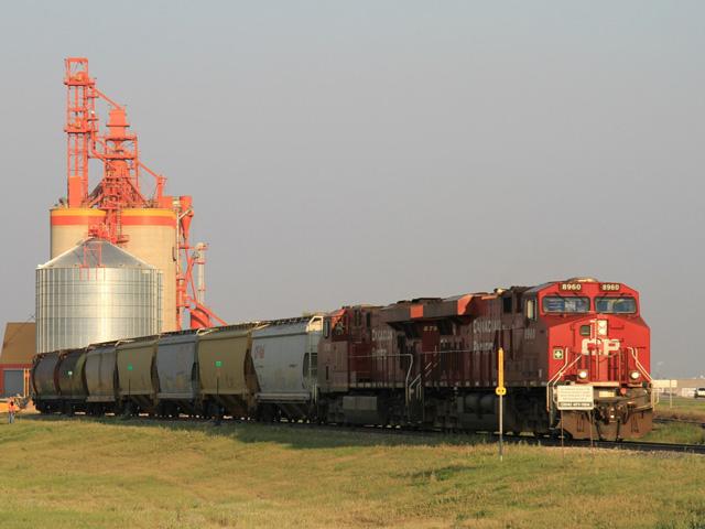 Canadian Pacific train moving through Saskatchewan, Canada. (DTN photo Elaine Shein) 