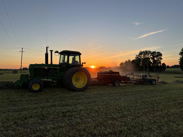 There have been some long days lately for Luke Garrabrant as weather delays have compressed farm operations such as haying for the Ohio farmer. (Photo courtesy of Luke Garrabrant)