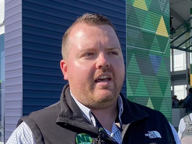 Taylor Nelson of Nelson Farms, at Jackson, Nebraska, talks about how operations on his family's farm incorporate ever-more-sophisticated technologies to improve operational timeliness and realize new efficiencies. (DTN photo by Dan Miller)