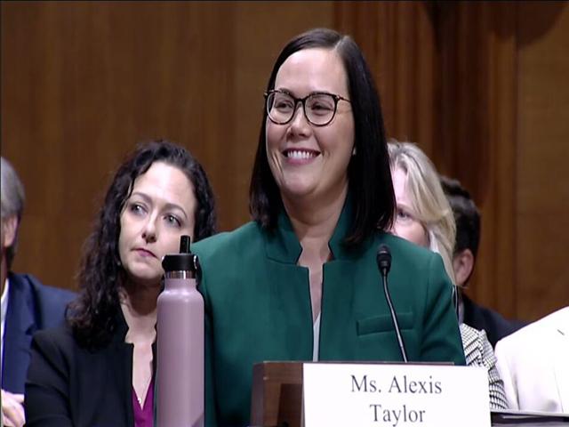 Alexis Taylor, now undersecretary for Trade and Foreign Affairs at USDA, during her nomination hearing before the Senate Agriculture Committee.  The Senate confirmed Taylor by a voice vote on Wednesday. (image from Youtube) 